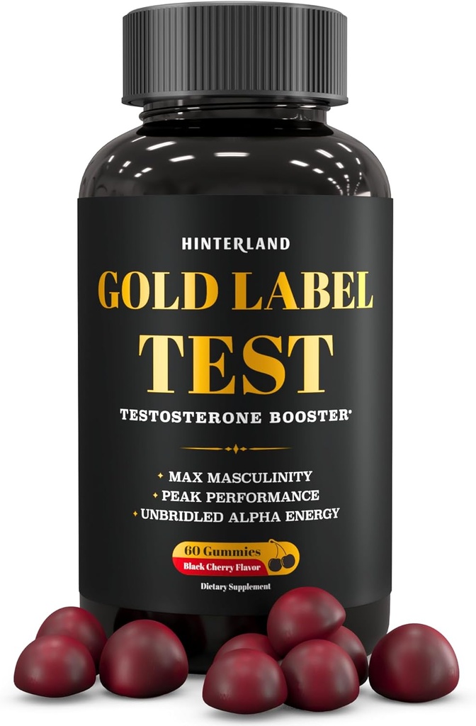 Gold Label Testosterone Booster Gummies with Tongkat Ali, Zinc, D3, Ashwagandha, Fenugreek, Magnesium, Boron for Male Enhancement, Muscle Building, Vitality, Strength, Performance, Energy - 60 Count 2