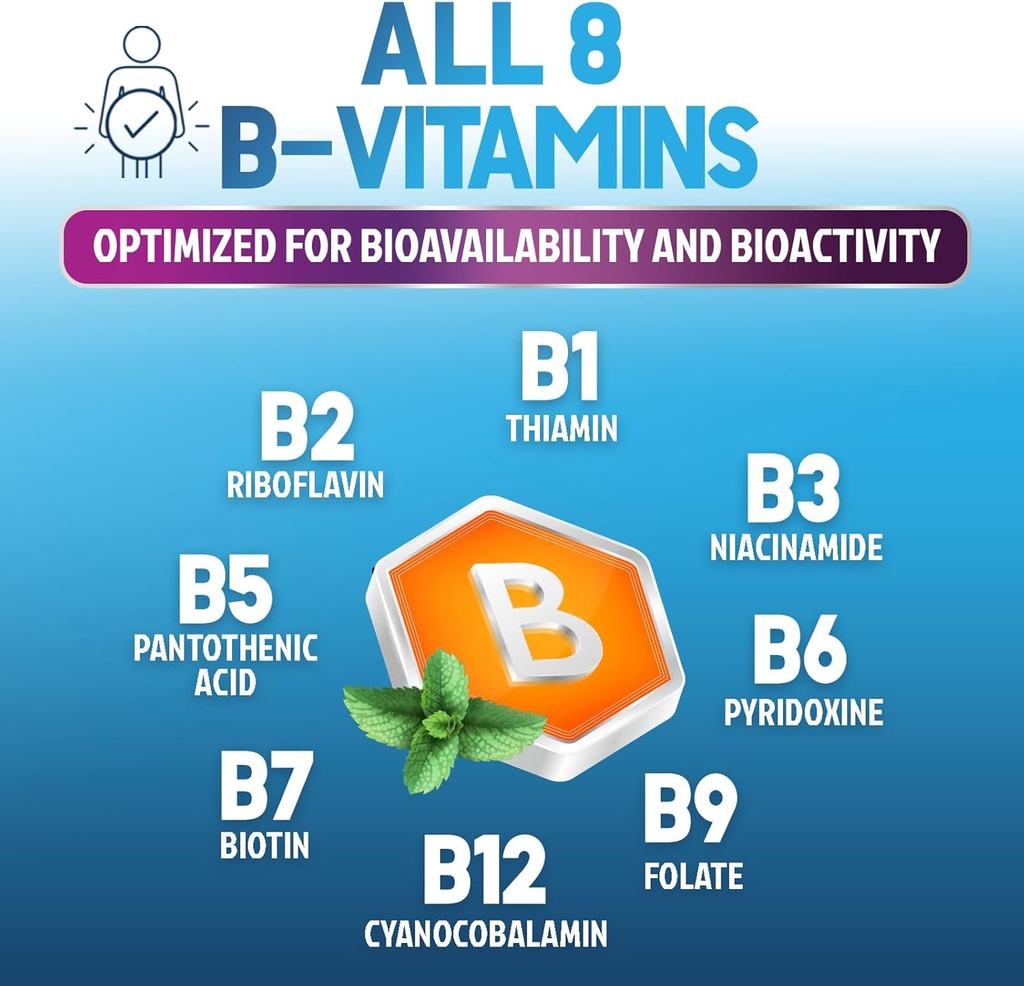 B Complex Vitamins Capsules - with Vitamin B12 B6 B100 C Biotin Folate & Folic Acid - Supplement for Heart, Brain, & Nerve Support - Super Complete B-Complex for Immune & Energy Support - 120 Capsules 4