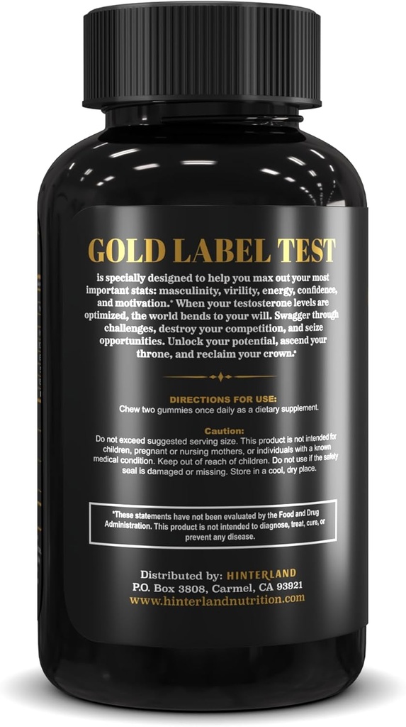 Gold Label Testosterone Booster Gummies with Tongkat Ali, Zinc, D3, Ashwagandha, Fenugreek, Magnesium, Boron for Male Enhancement, Muscle Building, Vitality, Strength, Performance, Energy - 60 Count 3