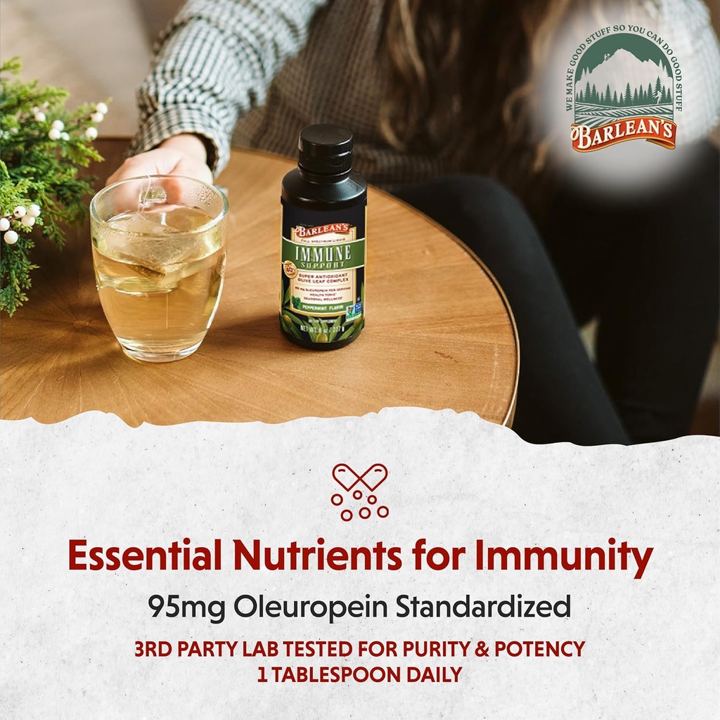 Barlean's Peppermint Olive Leaf Complex Liquid Immune Support Supplement, 95mg Oleuropein Antioxidants, 16 oz 6