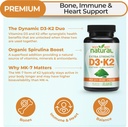 Why Not Natural Vitamin D3 K2 (MK-7) with Organic Spirulina, 10000 IU Extra Strength Supplement in Veggie Capsules, Supports Bone Health, Immune System and Mood 3