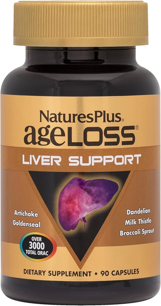 Natures Plus AgeLoss Liver Support - 90 Capsules - with Artichoke, Milk Thistle & Choline - Vegetarian, Gluten Free - 30 Servings 2