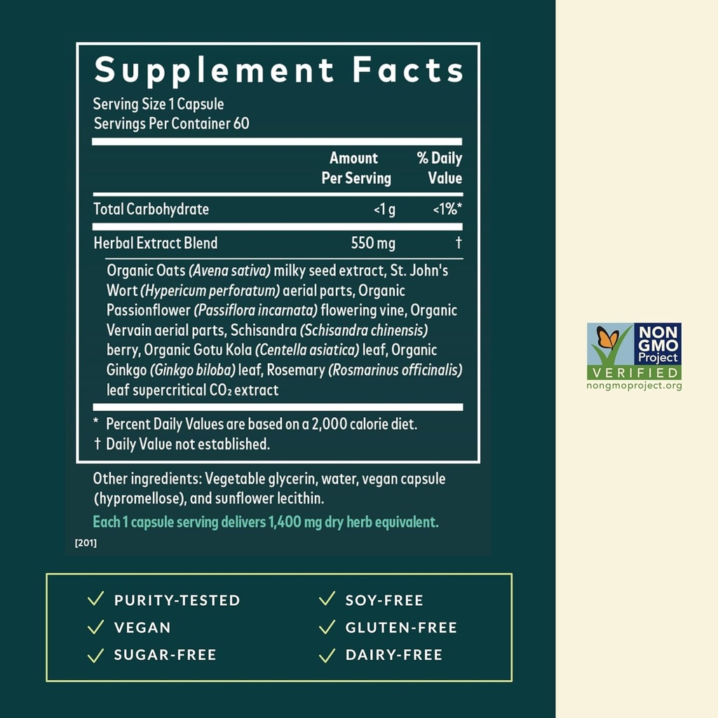 Gaia Herbs Emotional Balance - Stress Support Supplement to Help The Body Cope with Stress - with St. John’s Wort, Passionflower, Vervain, and Oats - 60 Vegan Liquid Phyto-Capsules (20-Day Supply) 4