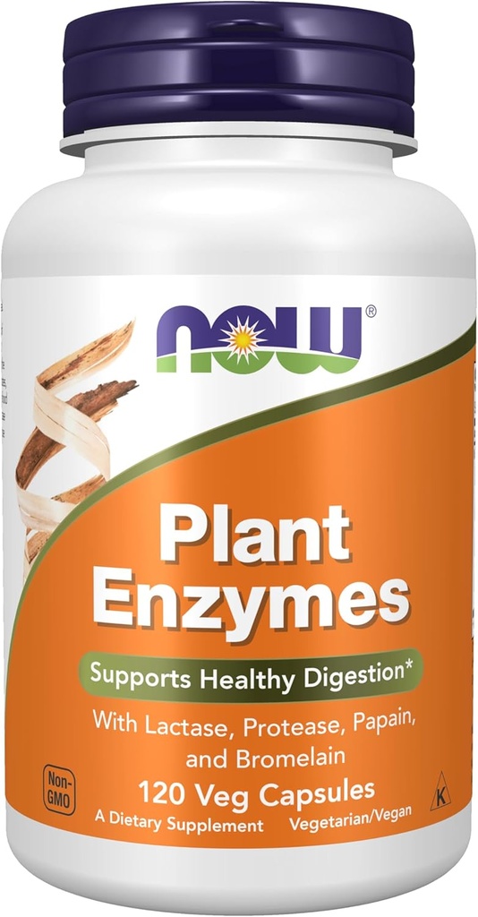 NOW Foods Supplements, Plant Enzymes with Lactase, Protease, Papain and Bromelain, 120 Veg Capsules 2