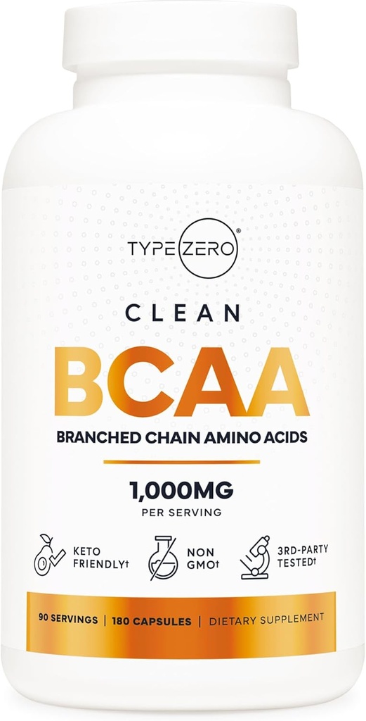 Type Zero BCAA 1000mg (180 Capsules, 90 Servings), Branched Chain Amino Acids (500mg of L-Leucine, 1000mg of L-Isoleucine and L-Valine) 2