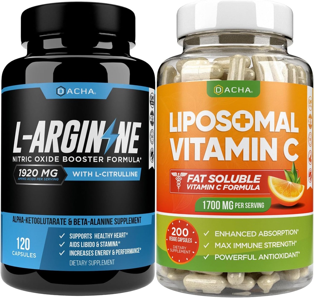 Max Strength Nitric Oxide Booster Bundle – L-Arginine & Liposomal Vitamin C, With L Citrulline, Ascorbyl Palmitate, Natural Absorb Boost Formula To Support Exercise Energy, Immune Health, Slim Look 2