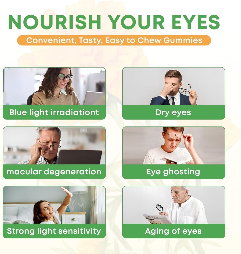 2 Pack Lutein Gummies 25mg, Sugar Free Lutein Zeaxanthin Supplements Gummies, Eye Health Supplement for Adults, Eye Vitamins Lutein for Vision and Blue Light Protection, Mango Flavor, 120 Count 6