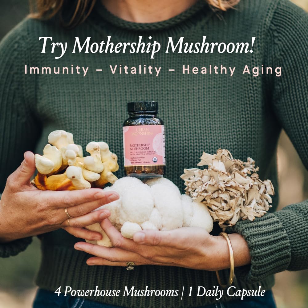Urban Moonshine Mothership Mushroom - Herbal Supplement for Immune Support - with Lion’s Mane, Maitake, Turkey Tail & Reishi - Certified Organic, Gluten-Free & Vegan - 60 Capsules 3