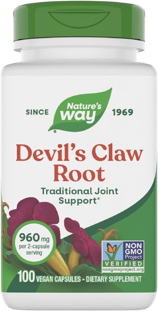 Nature’s Way Devil's Claw Root, Traditional Joint Support*, 960 mg per 2-Capsule Serving, Gluten-Free, Non-GMO Project Verified, 100 Vegan Capsules (Packaging May Vary) 2