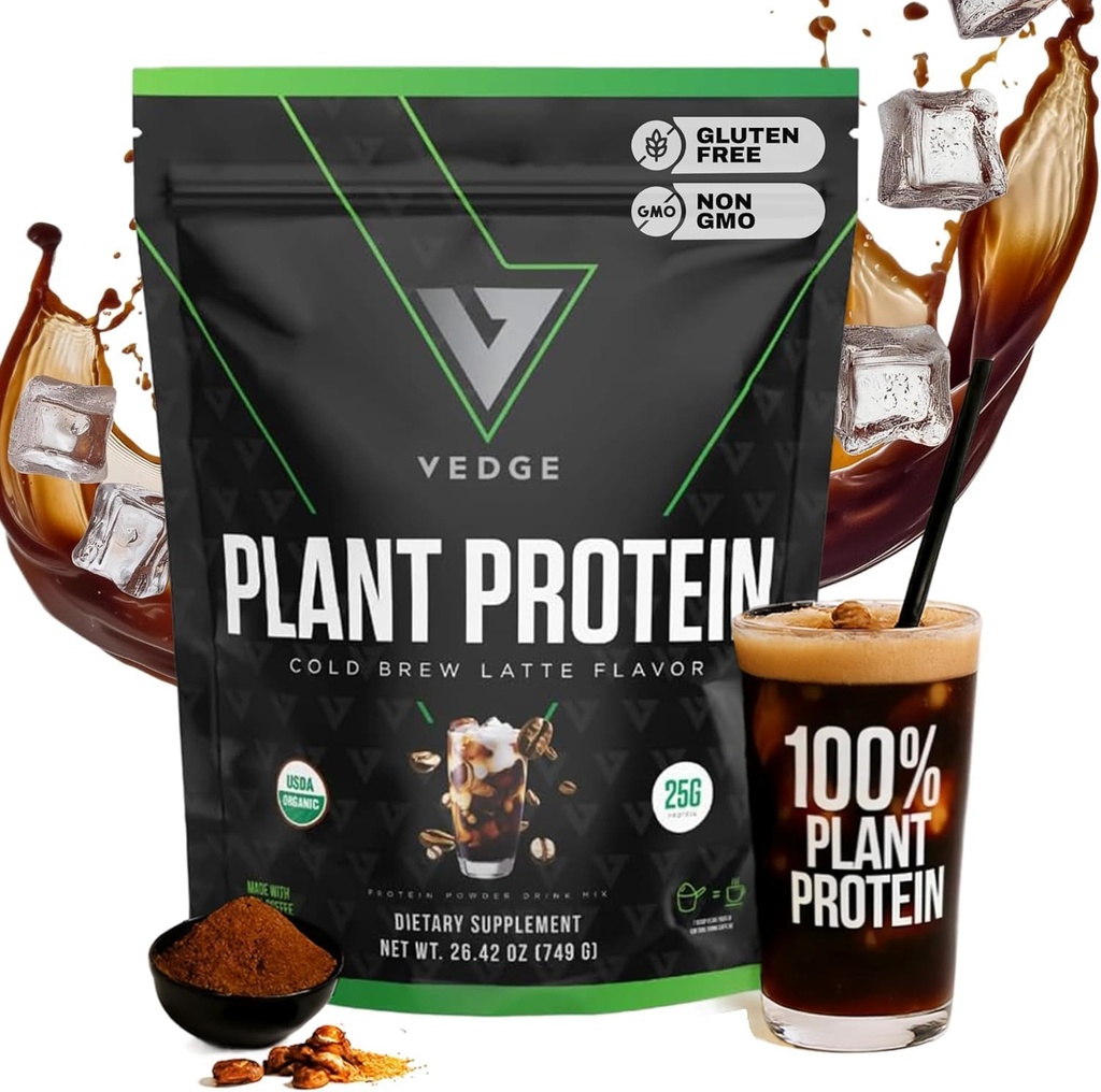 vedge Vegan Protein Powder - Plant Protein Powder with Pea, Pumpkin & Sunflower - USDA Organic, Amino Acids, Dairy Free, Gluten Free, Soy Free, Keto, Non GMO - Cold Brew Latte - 20 Servings 2