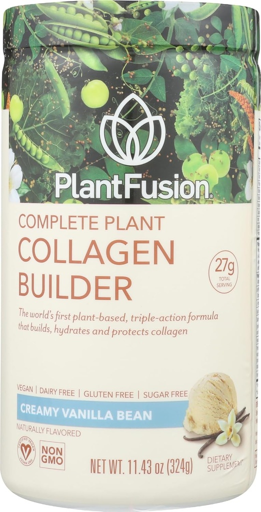 PlantFusion Vegan Collagen Powder - Plant Based Collagen Protein Powder for Muscle & Joints, Hair, Skin & Nails - Keto, Gluten Free, Soy Free, Non-Dairy, No Sugar, Non-GMO - Vanilla 11.43 oz 5