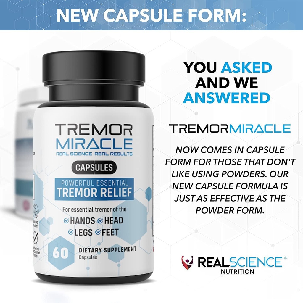 Real Science Tremor Miracle Capsules – Tremor Relief Supplement and Hand Tremor Aids for Adults – with TremorStop Blend, GABA, and Vitamins for Neurotransmission Support – Made in USA, 60 Caps 5