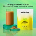 wholier Organic Plant Protein + Prebiotics. Clean Vegan Protein. 21g of Protein. 14 Real Plant Ingredients. Prebiotic Fiber. No Natural Flavors, Gums or Fillers. Creamy Cacao (1 lb. 4 oz.) 6