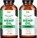 Pure Wellness Hemp Seed Oil Drops Peppermint Flavor for Improved Cognitive Function, Omega 3 6 9 Fatty Acids, Organic, Non-GMO, Vegan (Natural Hemp, 2-Pack) 2