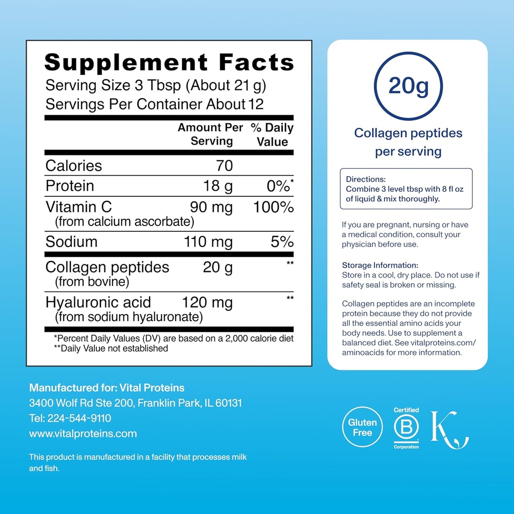 Vital Proteins Collagen Peptides Powder, Hydrolyzed Collagen Peptides Unflavored, Bundle 9.33oz (2 Pack) 4