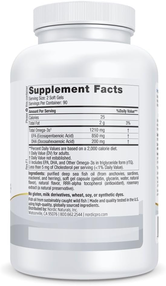 Nordic Naturals ProEPA, Lemon - 180 Soft Gels - 1210 mg Omega-3 - High-Intensity EPA Formula for Healthy Mood, Heart Health & Cellular Function - Non-GMO - 90 Servings 3