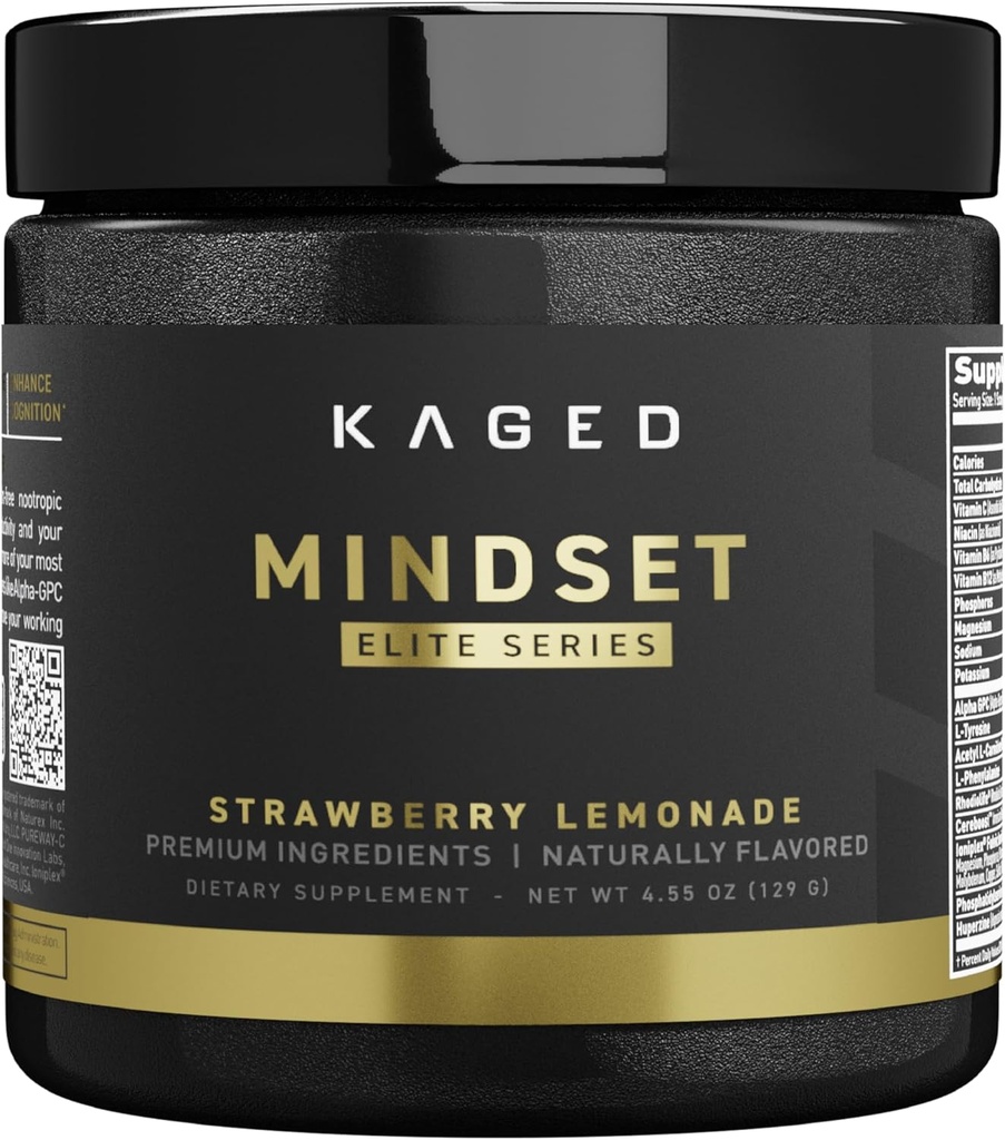 Kaged Nootropic Mindset Elite, Focus and Productivity Supplement, Organic Caffeine, Supports Working Memory, Focus, Energy, and Mood*, Strawberry Lemonade - 30 Servings 2