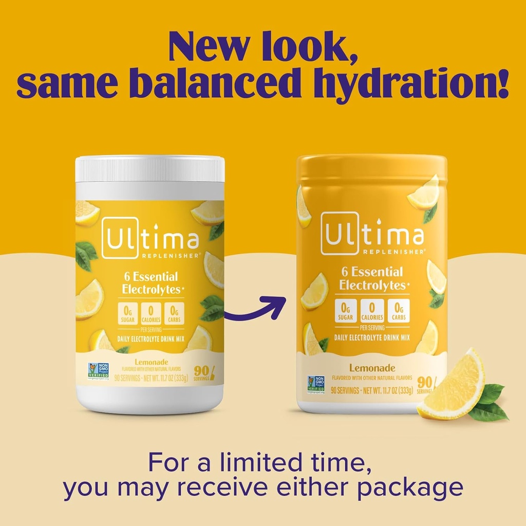 Ultima Replenisher Daily Electrolyte Powder Drink Mix – Sugar Free – Lemonade, 90 Servings – Hydration Powder with 6 Key Electrolytes and Trace Minerals – Keto Friendly, Vegan, Non-GMO 5