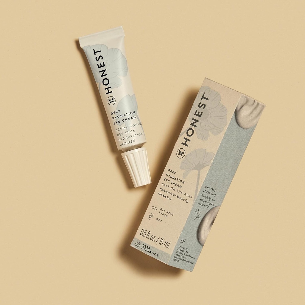 Honest Beauty Deep Hydration Eye Cream for All Skin Types | Plumps + Hydrates | Hyaluronic Acid, Chamomile, Calendula | EWG Verified + Cruelty Free | 0.5 fl oz 5