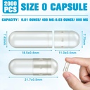Timgle 2000 Count Empty Capsules with Lab Spoon Filling Kit Clear Fillable Empty Container DIY Vegetable Capsule Filling for Making Your Own Supplements 3