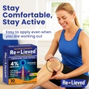 Re-lieved 4% Lidocaine Patches Maximum Strength - Aluminum-Free, Water Resistant and USA Made -Superior Sticking Pain Relief Patches Quickly Relieves Back, Joints and Muscle Pain-3x6 Inches(10 Count) 6