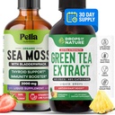 PELLA NUTRITION Sea Moss Organic Liquid Drops | Drops of Nature Green Tea Extract | Bundle 2