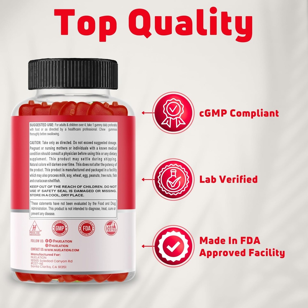 Apple Cider Vinegar Gummies for Kids, 60 Servings. Gluten Free, Vegan and Gelatin Free ACV Gummies 6