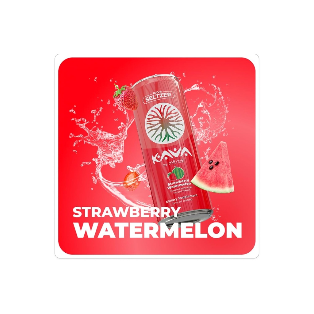 MITRA9 Botanical Beverages - Strawberry Watermelon Sparkling Kava Drink With Kava Root Extract - Mood Enhancer - Plant Based - Promotes Natural Calm & Clarity (12 Fl. Oz) (4) 3