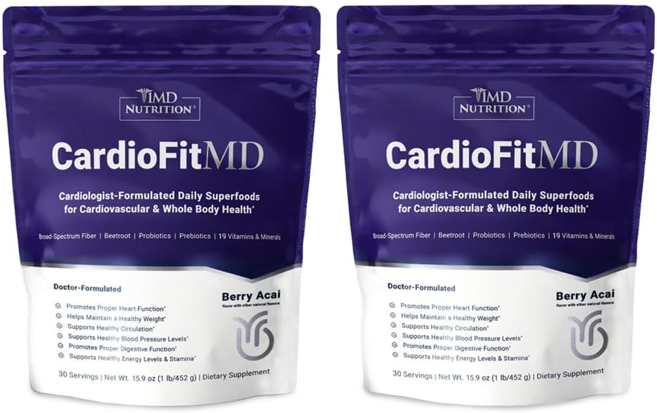1MD Nutrition CardioFitMD - Vegan Beets Superfood Keto- Heart Health Powder - Nitric Oxide Supplement - Beet Root Powder for Healthy Blood Pressure & Circulation - High Fiber Drink - 30 Days (2-Pack) 2