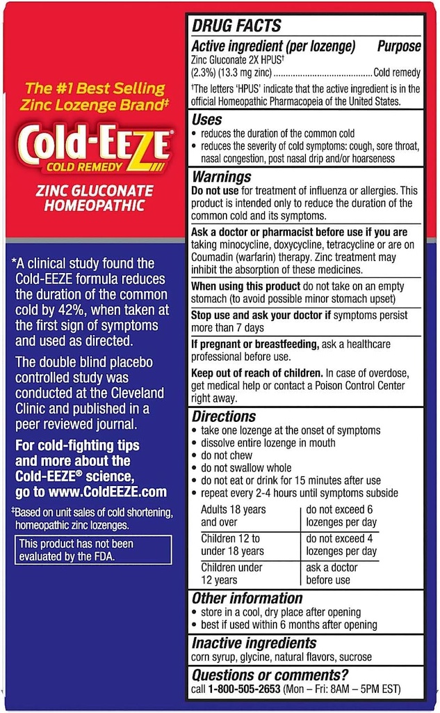Cold-EEZE Natural Cherry Zinc Lozenges, Homeopathic Cold Remedy, Reduces Duration of the Common Cold, Sore Throat, Cough, Congestion and Post Nasal Drip, 25 Count 3