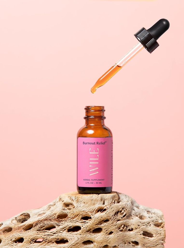 WILE Burnout Relief Drops for Women, Energy Tincture & Mood Support Supplement with Ashwagandha, Rhodiola & Bacopa, Stress Support Tincture for Physical & Mental Signs of Stress, 1fl oz 3