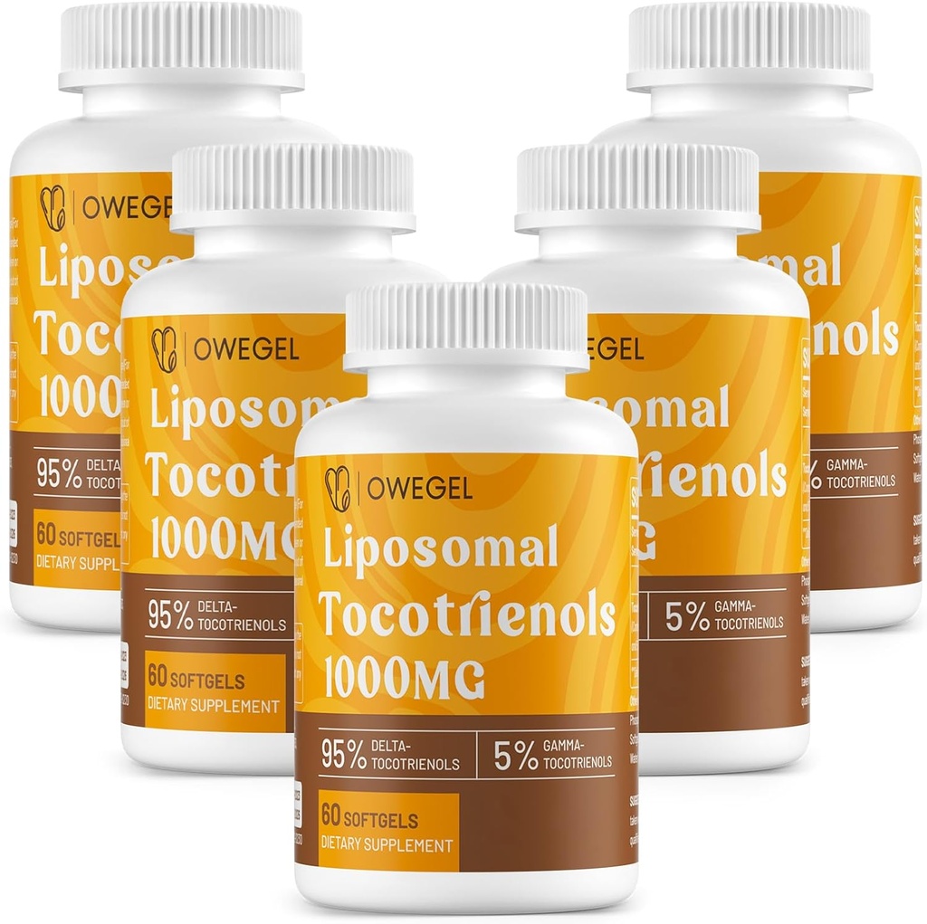 Liposomal Tocotrienols 1000mg - High Bioavailability Vitamin E Tocotrienols Supplements,95% Delta & 5% Gamma Tocotrienol Capsules Support Skin,Bone,Antioxidant,300 Softgels 2