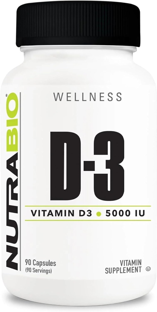 NutraBio Vitamin D (5000 IU), Immune Support - 90 Vegetable Capsules 2