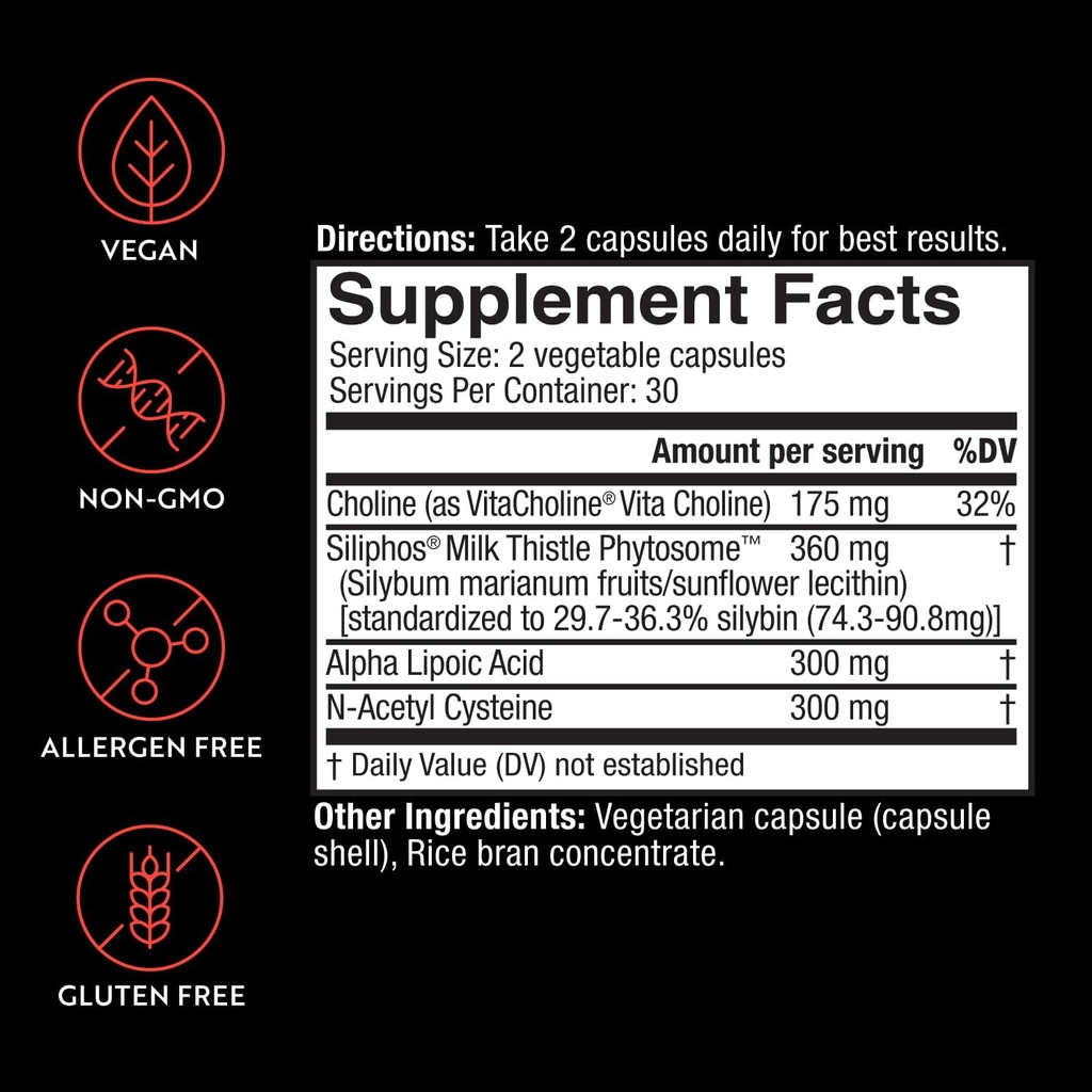 Liver Detox with 360 mg Milk Thistle Supplement with Alpha Lipoic Acid, Choline and NAC, Supports Healthy Liver Function, 60 Veggie Caps 4