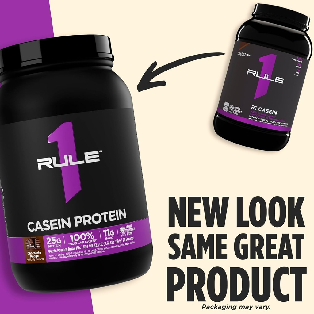 Rule 1 Casein Protein - 25g Protein and 11g EAAs Per Serving from Slow-Release Micellar Casein for Overnight Recovery and Sustained Delivery Between Meals (4 Pounds*, Chocolate Fudge) 5
