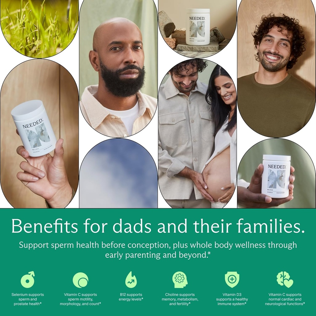 Needed. Multivitamin for Men - 25 Optimal Nutrients for Fertility & Men's Health - Mens Multivitamin with Vitamin D3 2000IU, B12 Vitamins, 200 MCG Selenium - Men's Fertility Supplement, 30 Day Supply 5