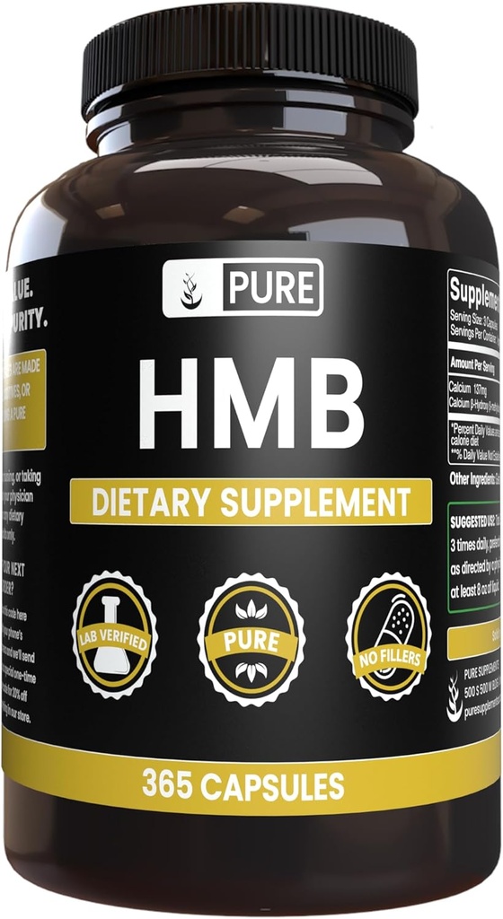 Pure Original Ingredients HMB (365 Capsules) No Magnesium Or Rice Fillers, Always Pure, Lab Verified 2