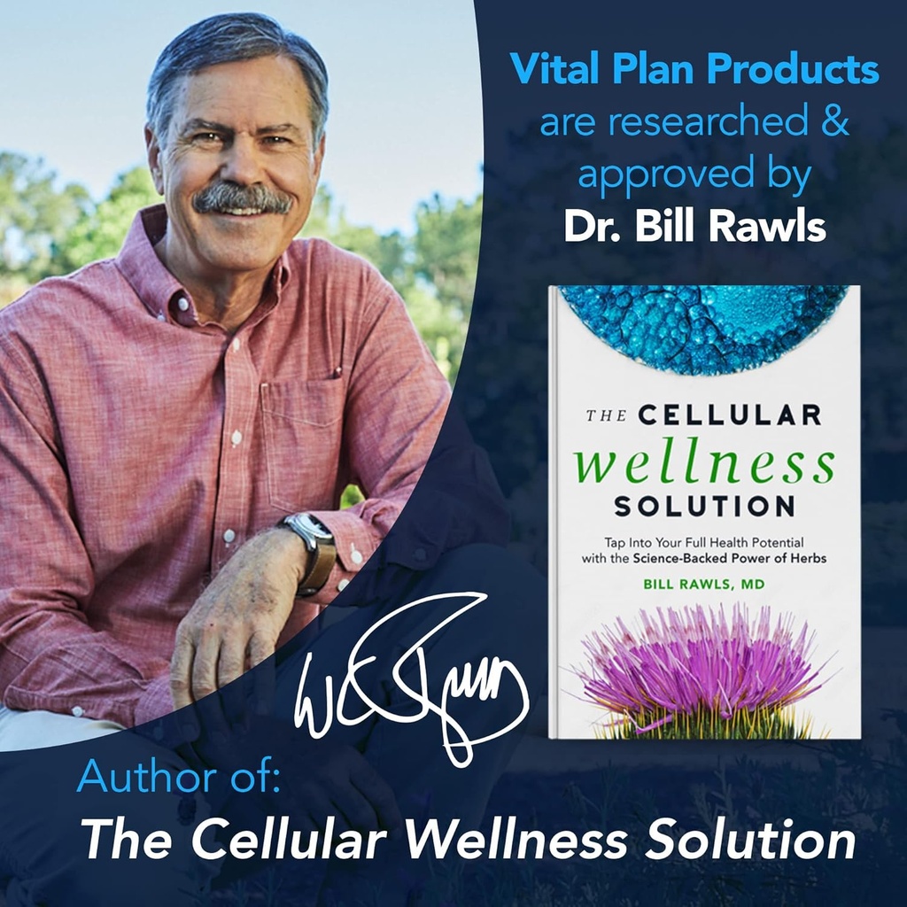 Vital Plan Daily Herbal Supplement by Dr. Bill Rawls – Herbal Immunity Booster for Immune Support, Microbiome Balance & Cell Health — Reishi Mushroom, Turmeric & Rhodiola 6