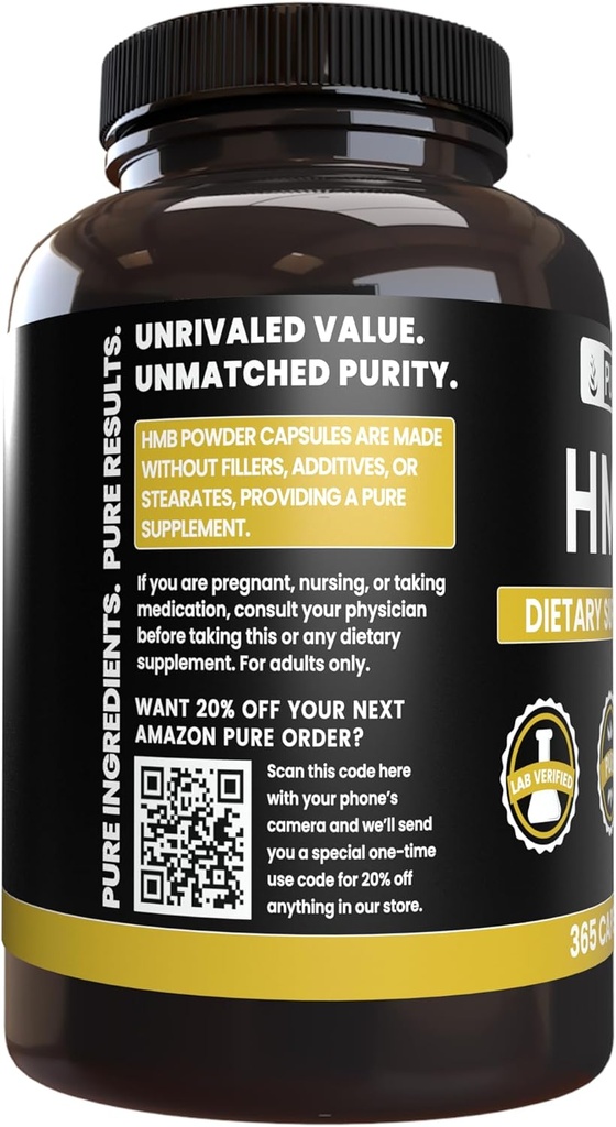 Pure Original Ingredients HMB (365 Capsules) No Magnesium Or Rice Fillers, Always Pure, Lab Verified 3