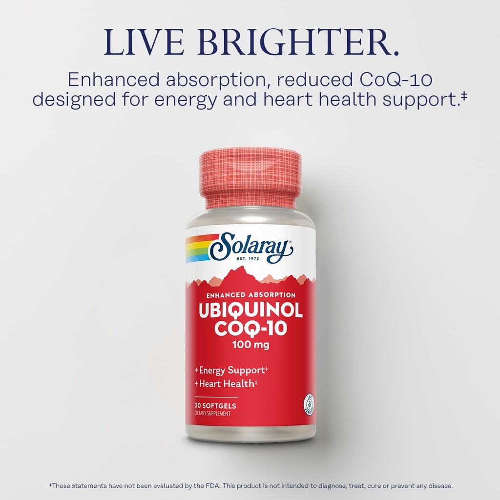 SOLARAY Ubiquinol CoQ-10 100 mg - CoQH2, Reduced CoQ10 for Enhanced Absorption - Energy and Heart Health Support - 60-Day Guarantee - 30 Servings, 30 Softgels 4