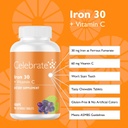 Celebrate Vitamins Iron Supplement with Vitamin C - 30mg Iron, 60mg Vitamin C, Bariatric Vitamins for WLS Patients, Vertical Sleeve & Gastric Bypass Surgery – Grape, 90 Chewable Tablets 3