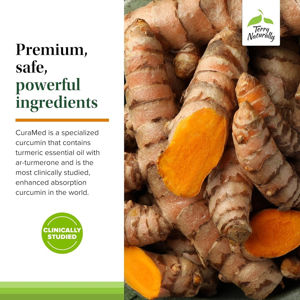 Terry Naturally CuraMed 750 mg - Antioxidant Supplement for Brain & Heart Health - Supplement with High-Potency Curcumin Complex - Kidney, Liver & Immune Health Support - 120 Softgels (Pack of 2) 6