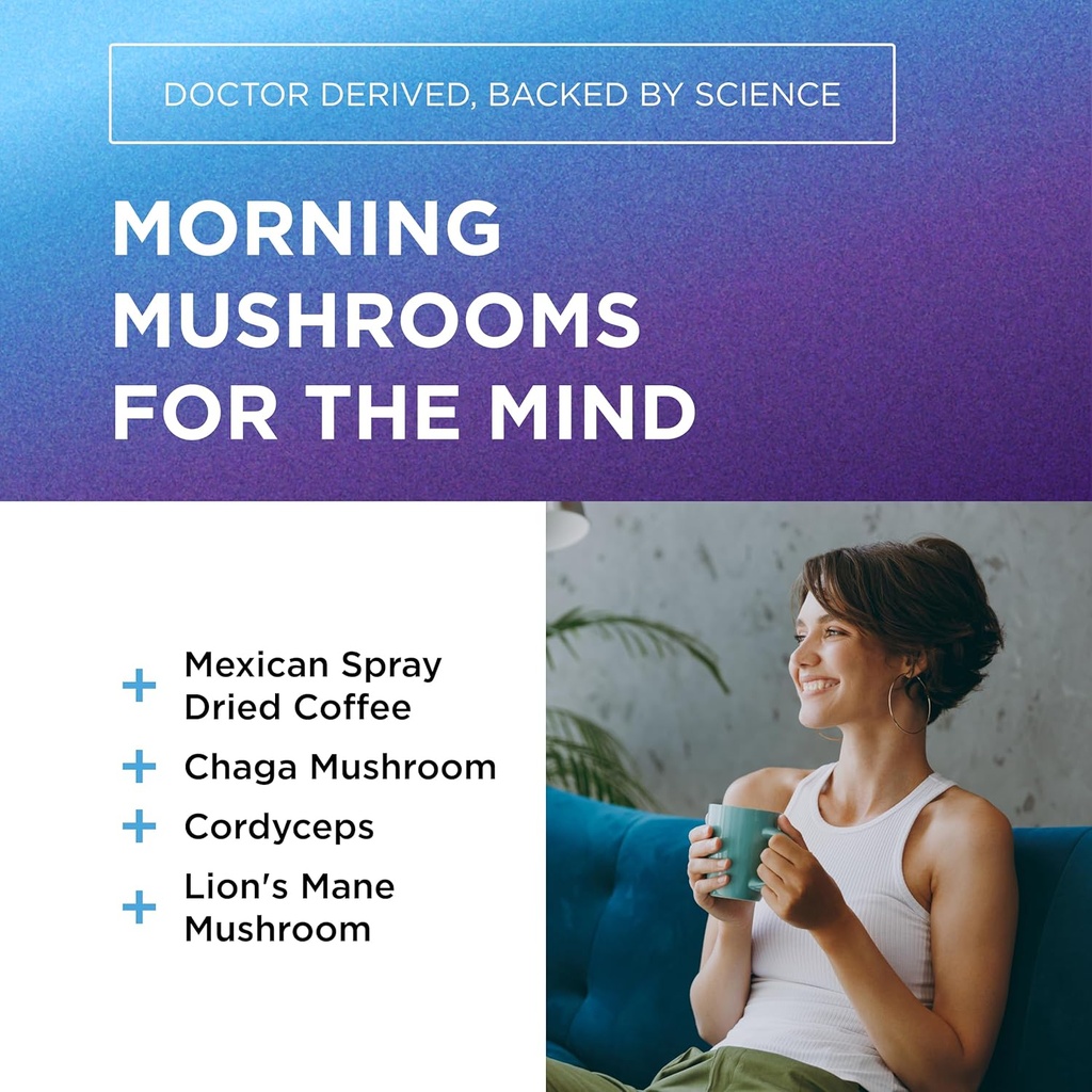 Dr. Emil Mushroom Coffee for Focus & Energy - Instant Coffee with Lions Mane, Chaga & Cordyceps - Delicious Caramel Flavor & Potent Mushroom Powder Blend 4