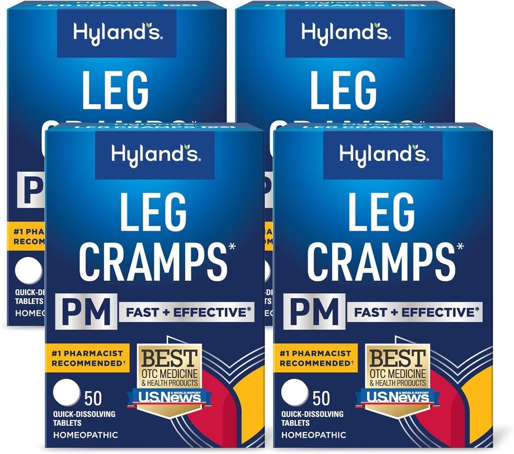 Hyland's Leg Cramps PM, Relief of Nighttime Leg, Calf, and Foot Cramps, 50 Quick-Dissolving Tablets 4-Pack (200 Total) 2