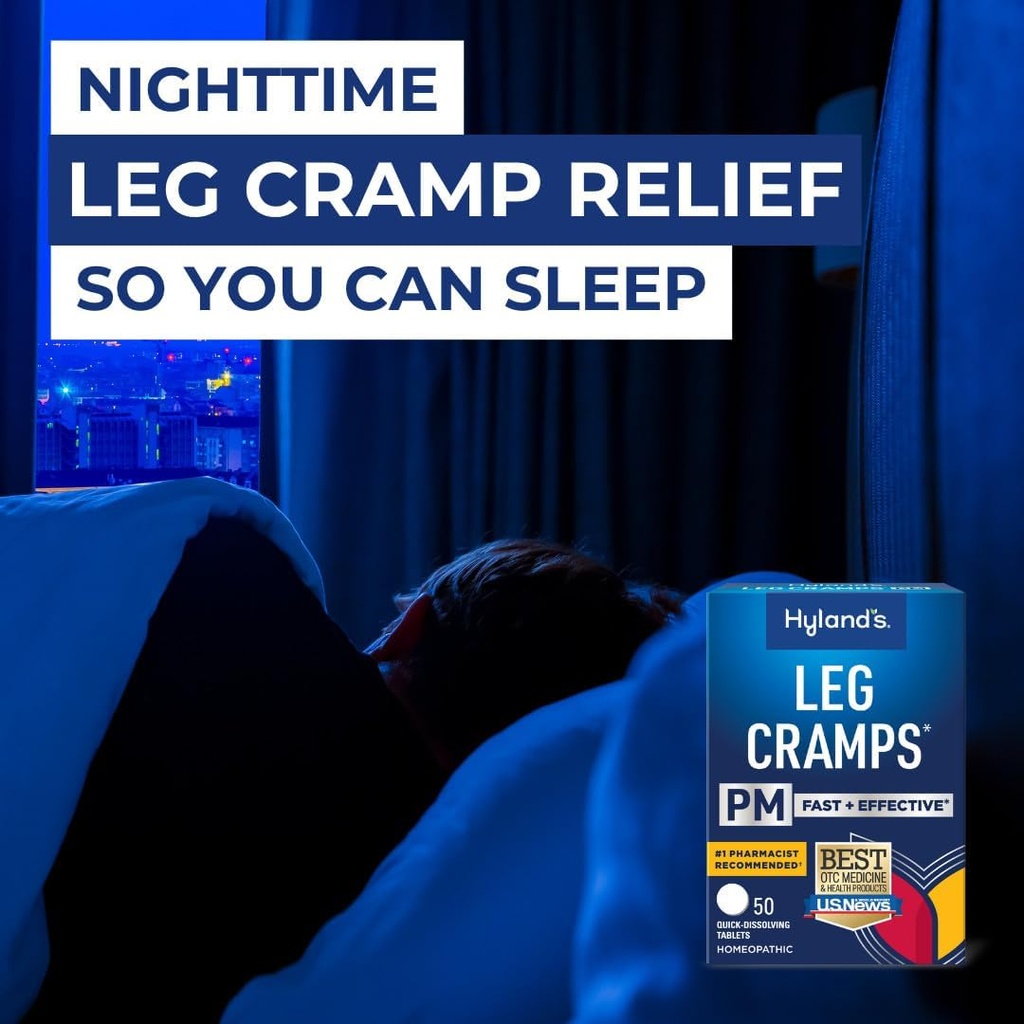 Hyland's Leg Cramps PM, Relief of Nighttime Leg, Calf, and Foot Cramps, 50 Quick-Dissolving Tablets 4-Pack (200 Total) 3