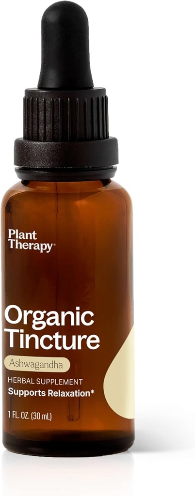 Plant Therapy Organic Ashwagandha Root Herbal Supplement Tincture 30 mL (1 oz) Supports Relaxation, Rejuvenating & Immune Supporting, Vegan, Non GMO, Gluten Free, Liquid, 1 Bottle 2