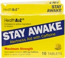 HealthA2Z® Stay Awake | 200 mg Caffeine | Alertness Aid with Caffeine | 3 Packs of 16 Tabelts (48 Tablets Total) | Maxium Strength 2