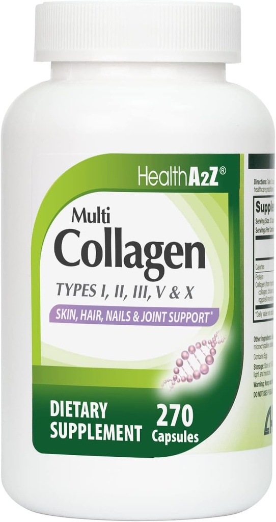 HealthA2Z® Multi Collagen Pills | 1735 mg | 270 Collagen Capsules | Types I, II, III, V & X | for Healthy Skin, Hair, Nails & Joint Support 2