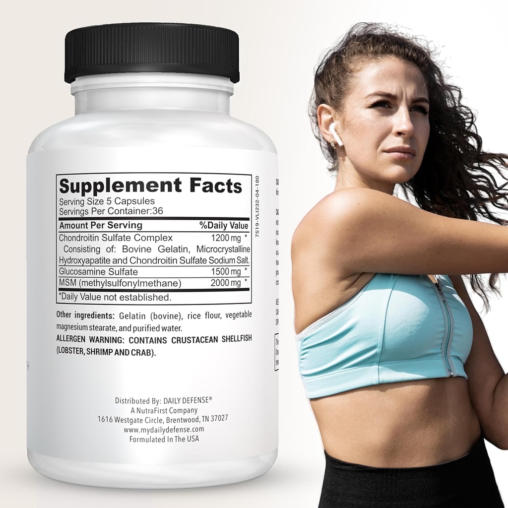 Glucosamine with Chondroitin & MSM Joint Supplement - Joint Support Supplement for Men & Women’s Mobility & Flexibility - 180 Capsules, Youthflex Glucosamine Complex, Made in The USA 3