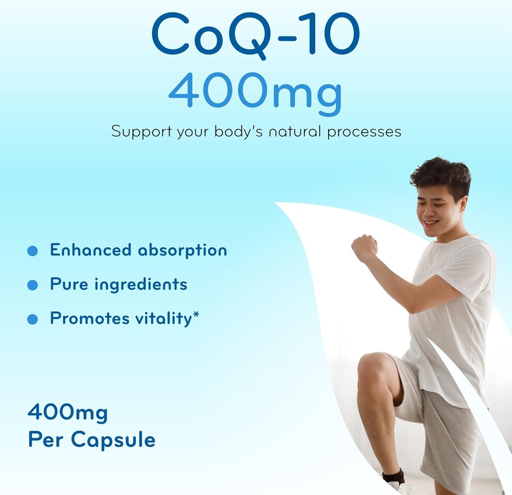 Quick Absorption CoQ10 400mg Capsules - Coenzyme Q10 400mg Potent Antioxidant for Heart Energy and Aging Support - High Stability CoQ10 Ubiquinone Capsules - Made in a cGMP US Lab (200 Servings) 4